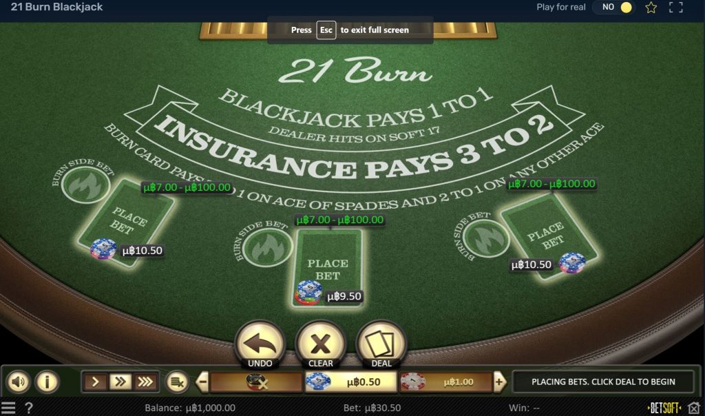 21 Burn Blackjack from Betsoft