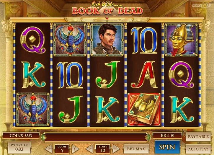 Book of Dead slot screen