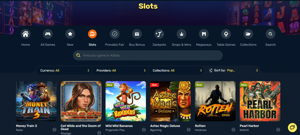 Bitcoin Slot Games at Winz.io Casino