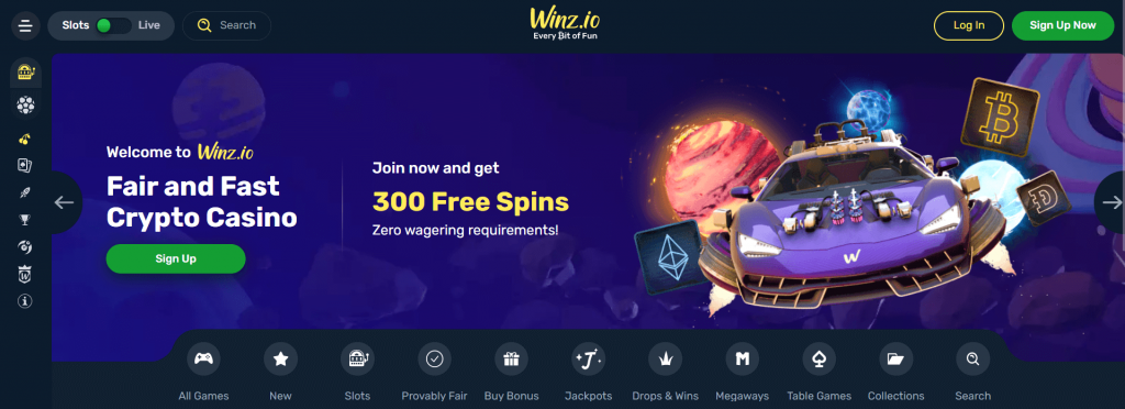 Winz Casino Home Page