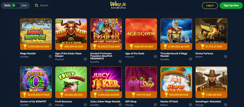 Winz.io Jackpot Slots