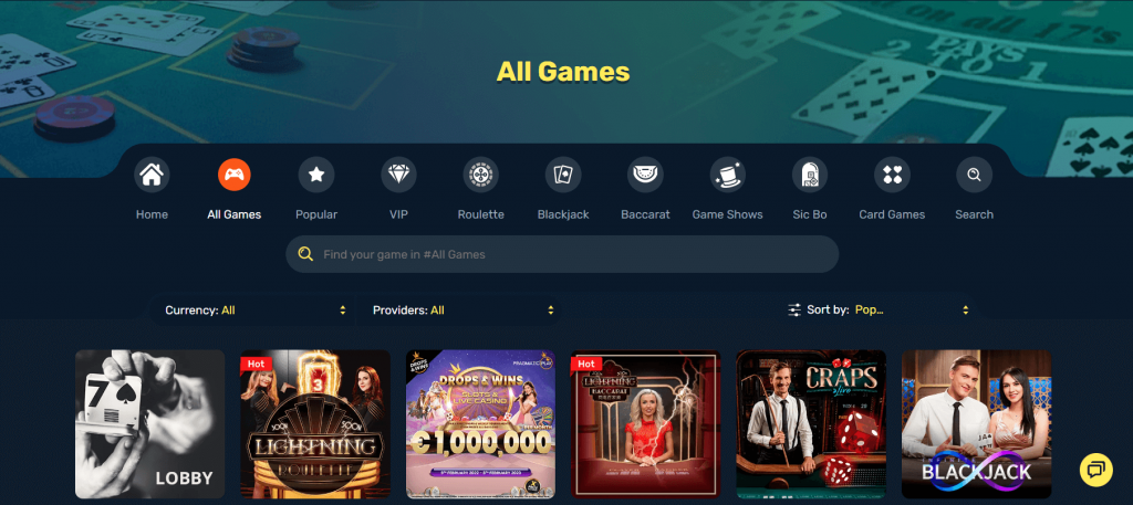 Winz.io Live Casino Games