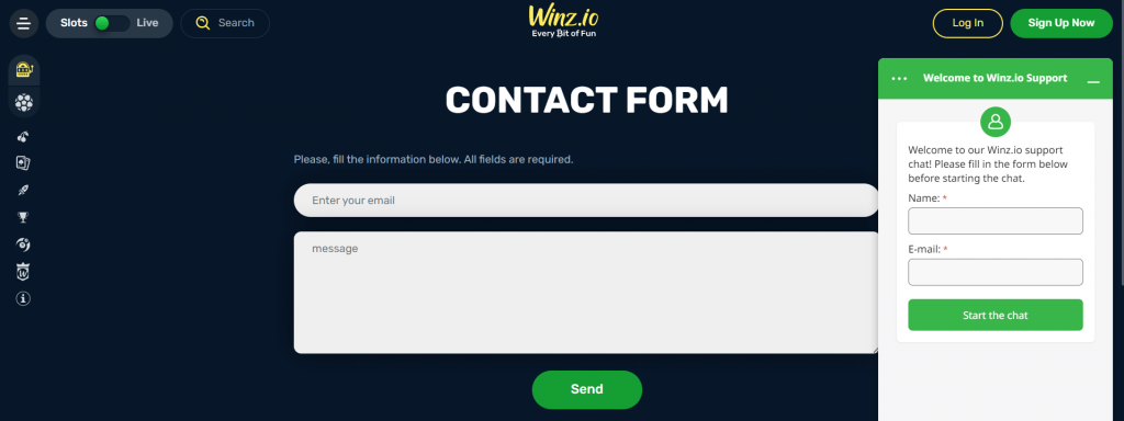 Winz.io Live chat and Customer Support