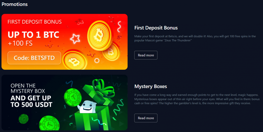 Bets.io bonuses and promotions