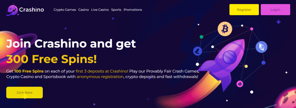 Crashino casino home page