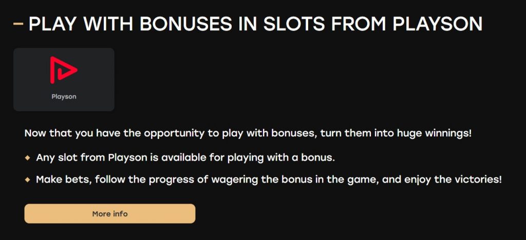 PLAY WITH BONUSES IN SLOTS FROM PLAYSON