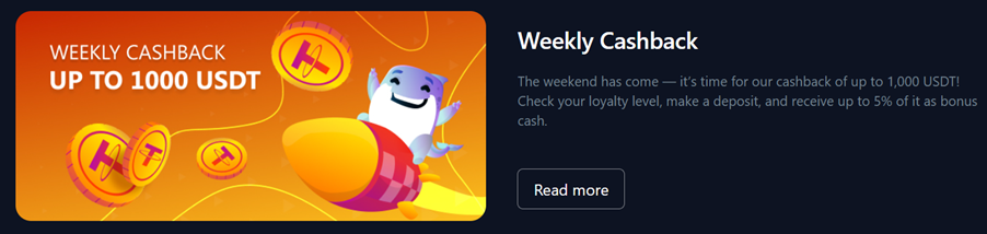 bets.io weekly cashback up to 1,000 USDT