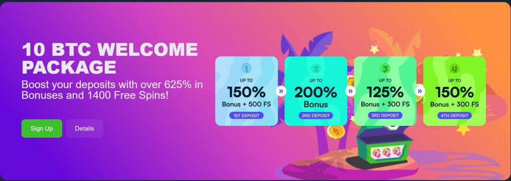 Boost your deposits with over 625% in Bonuses and 1400 Free Spins!